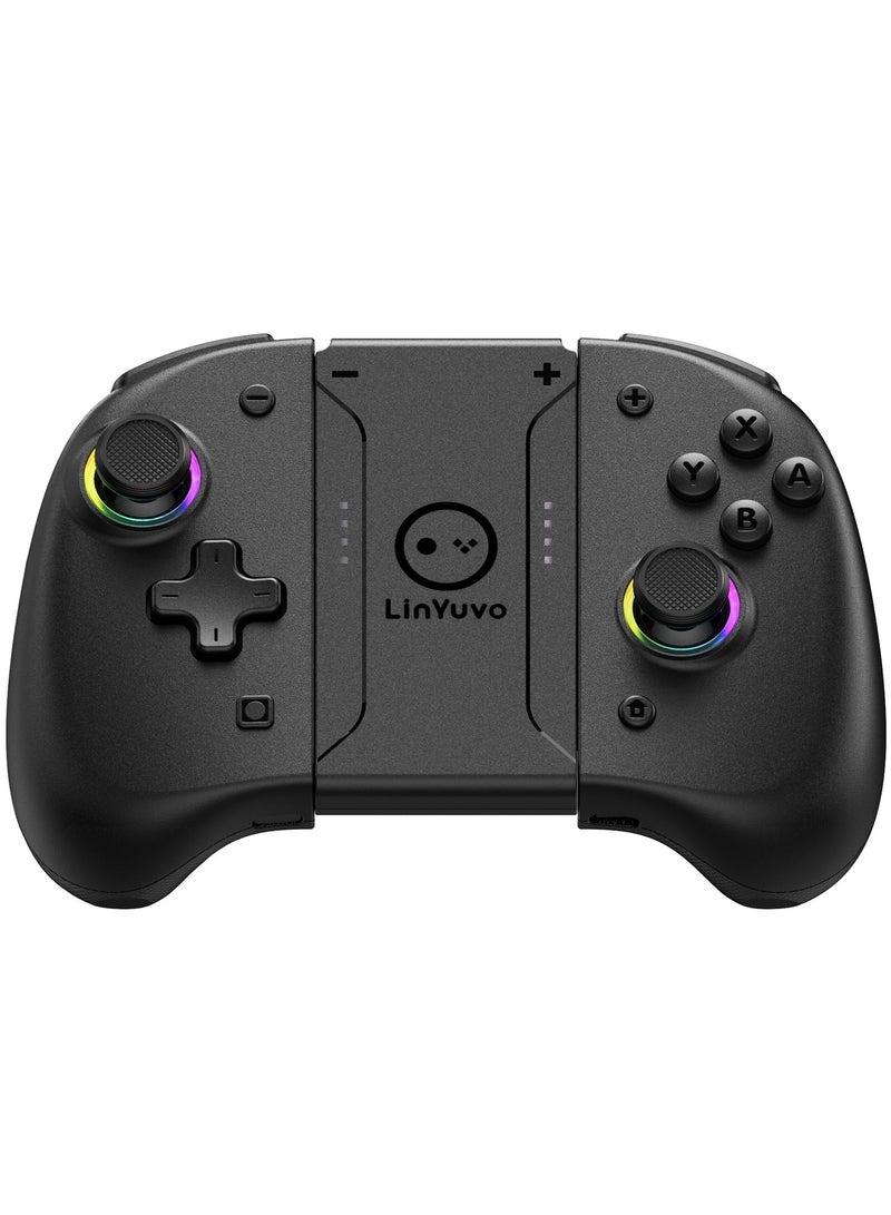 LinYuvo وحدة تحكم الألعاب الكلاسيكية LinYuvo KS37B Joycon اللاسلكية لجهاز Switch و Switch Lite و Switch OLED مع إضاءة RGB ملونة وعصا تحكم معدنية وجيروسكوب بستة محاور ووظيفة Turbo وضبط اهتزاز مزدوج وأزرار قابلة للبرمجة ووظيفة تخطيط قابلة للبرمجة ووظيفة لقطة الشاشة - Image 1
